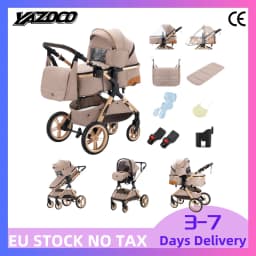 Deluxe Switchable 3-in-1 Compact Fold Baby Carriage Travel Bundle Equipped With Fully Qualified EU Infant Safety Seat, Easy To Carry Design For Family Daily Trips, Complimentary Worldwide Free Delivery