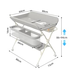 Changing Table with Wheels, with Storage Basket on Side Iron Frame, Max Load 25 kg for Newborns, Ergonomic Design, Storage, for Newborns