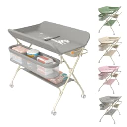 Changing Table with Wheels, with Storage Basket on Side Iron Frame, Max Load 25 kg for Newborns, Ergonomic Design, Storage, for Newborns