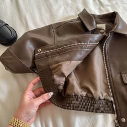 Childrens Jacket 2026 Autumn New Solid Color Collar Leather Jacket for Boys and Girls Baby Short Coat Trendy