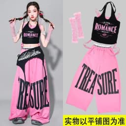 Girls K-pop Crop Tank Top Sweet Letters Loose Pants Children Hip Hop Streetwear Clothes Sets Kids Stage Girl Group Jazz Costume