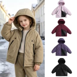 Kids Hooded Ski Jacket Winter Snow Coat Waterproof Windproof Outdoor Padded Jacket with Quilted Lining Boys Girls Warm Outwear