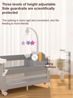 Newborn Baby Crib Portable Baby Crib Foldable Baby Bed Baby Cot Baby Bed Travel Cot Baby Playard Baby Bassinet Cradle for Newborns Cribs for Baby Nursery Center Baby Cot Bed, One-Touch Fold 3-Level Height Mesh Changing Station Storage Wheels