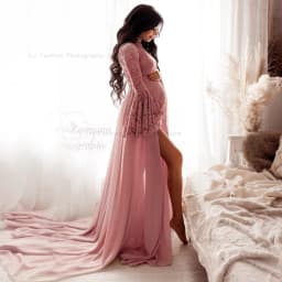 Maternity Dress For Photo Shoot Pagoda Sleeve For Pregnant Women Sexy Stretch Lace Pregnancy Size Jumpsuit Photo Shoot Bodysuit