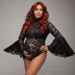 Maternity Dress For Photo Shoot Pagoda Sleeve For Pregnant Women Sexy Stretch Lace Pregnancy Size Jumpsuit Photo Shoot Bodysuit