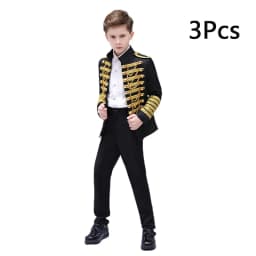 LOlanta Boys' European Court Prince Black Red Slim Fit Blazer Formal Suit Jacket Pants Shirt for Party Stage Perform Costume