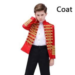 LOlanta Boys' European Court Prince Black Red Slim Fit Blazer Formal Suit Jacket Pants Shirt for Party Stage Perform Costume