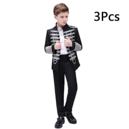 LOlanta Boys' European Court Prince Black Red Slim Fit Blazer Formal Suit Jacket Pants Shirt for Party Stage Perform Costume