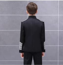 LOlanta Boys' European Court Prince Black Red Slim Fit Blazer Formal Suit Jacket Pants Shirt for Party Stage Perform Costume