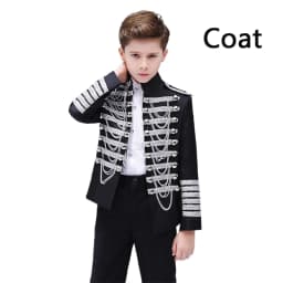 LOlanta Boys' European Court Prince Black Red Slim Fit Blazer Formal Suit Jacket Pants Shirt for Party Stage Perform Costume