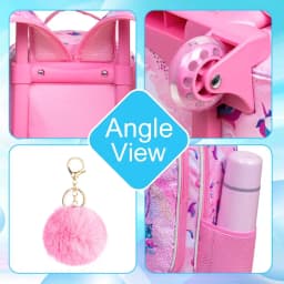 3PCS Rolling Backpack for Girls and Boys, Kids Unicorn Dinosaur Wheeled Bookbag