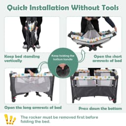 DORTALA 5-in-1 Baby Bassinet Bedside Sleeper Portable Pack and Play-Grey