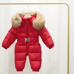 Children Winter Overalls Waterproof Hooded Girl Down Jacket Baby Boy Warm Jumpsuit Toddler Girl Faux Fur Ski Suit Kids Snowsuit