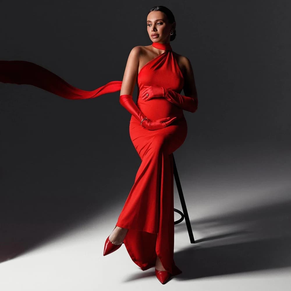 Pregnant Babyshower Clothes Women Evening Outfit Sexy Backless Maternity Dress For Photoshoot Pregnancy Bodycon Photography Gown