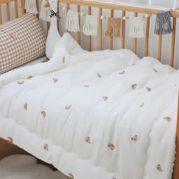 100/150cm Winter Thick Muslin Cotton Embroidered Bear Tiger Baby Duvet Newborn Thermal Comforter Baby Crib Blanket with Filler
