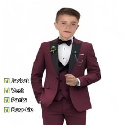 Newest Kids Suit Set 2-14 Years Single Button Boy's 4 Pieces Formal Suits Blazer Vest Pants Wedding Guest Tuxedo Piano Suit