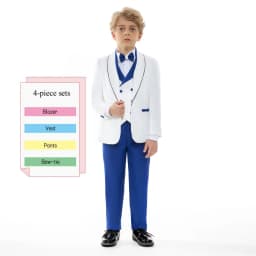 Newest Kids Suit Set 2-14 Years Single Button Boy's 4 Pieces Formal Suits Blazer Vest Pants Wedding Guest Tuxedo Piano Suit