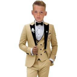 Newest Kids Suit Set 2-14 Years Single Button Boy's 4 Pieces Formal Suits Blazer Vest Pants Wedding Guest Tuxedo Piano Suit