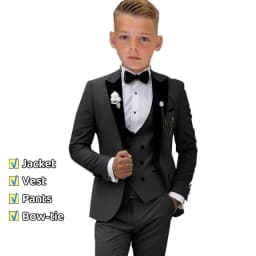 Newest Kids Suit Set 2-14 Years Single Button Boy's 4 Pieces Formal Suits Blazer Vest Pants Wedding Guest Tuxedo Piano Suit