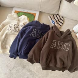 New Alphabet children's autumn and winter fleece casual suit, boys' and girls' hoodie small children's puller