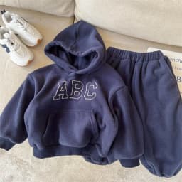 New Alphabet children's autumn and winter fleece casual suit, boys' and girls' hoodie small children's puller