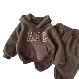 New Alphabet children's autumn and winter fleece casual suit, boys' and girls' hoodie small children's puller