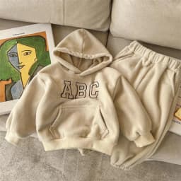 New Alphabet children's autumn and winter fleece casual suit, boys' and girls' hoodie small children's puller