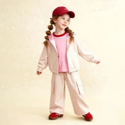 Amila Spring Children's Pants Set, Men's and Women's Hooded Zipper Jacket, Casual Children's Clothing Top, Two Piece Pants Set