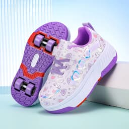 Children's Skateboard Shoes Walking Rolling Dual-Use Comfortable Wear-resistant Outdoor Roller Skate Sneakers Girls Boys 4 Wheel