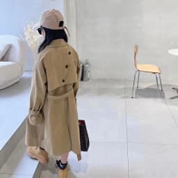 Girl's Trendy British Style Trench Coat Autumn Outerwear Mid Length Two Piece Tie Belt Streetwear Coat