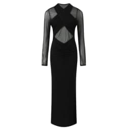 Black Sheer Maternity Dress, Mesh Long Sleeve Bodycon Maxi Gown for Bump Revealing Photoshoot, Sexy Pregnancy Evening Wear