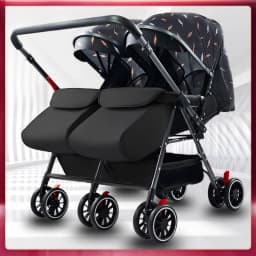 Twin Stroller, Double Seat/double Recline Stroller, Foldable, Suitable for Two People and Can Be Taken Into Elevators.