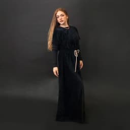 Shabbos Teen/Woman Dress Winter Robe Short Sleeves Clothing Waist 2 Cord Strings Girls Black Velour Dress Sizes XS-XXXL