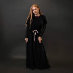 Shabbos Teen/Woman Dress Winter Robe Short Sleeves Clothing Waist 2 Cord Strings Girls Black Velour Dress Sizes XS-XXXL