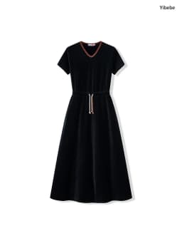 Shabbos Teen/Woman Dress Winter Robe Short Sleeves Clothing Waist 2 Cord Strings Girls Black Velour Dress Sizes XS-XXXL