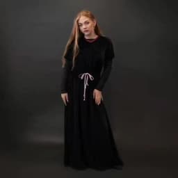 Shabbos Teen/Woman Dress Winter Robe Short Sleeves Clothing Waist 2 Cord Strings Girls Black Velour Dress Sizes XS-XXXL