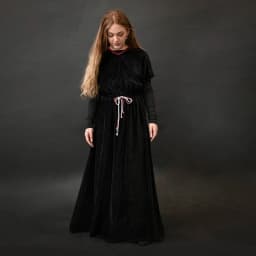 Shabbos Teen/Woman Dress Winter Robe Short Sleeves Clothing Waist 2 Cord Strings Girls Black Velour Dress Sizes XS-XXXL