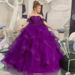 Dress for girls Party Flower Kids Ball Gown Tulle Off Shoulder Children Birthday Wedding Dresses First Communion Gown Clothing