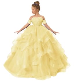 Dress for girls Party Flower Kids Ball Gown Tulle Off Shoulder Children Birthday Wedding Dresses First Communion Gown Clothing