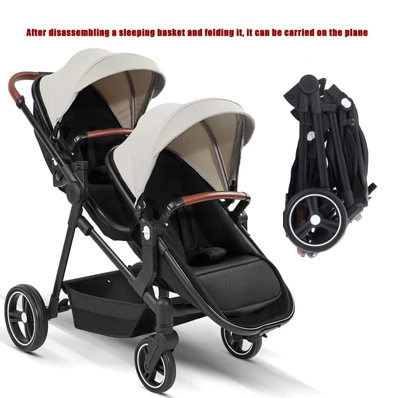 Twins Baby Strollers Small Size Folded Carried on Airplanes. Double Kids Baby Carrier Multifunctional Lightweight