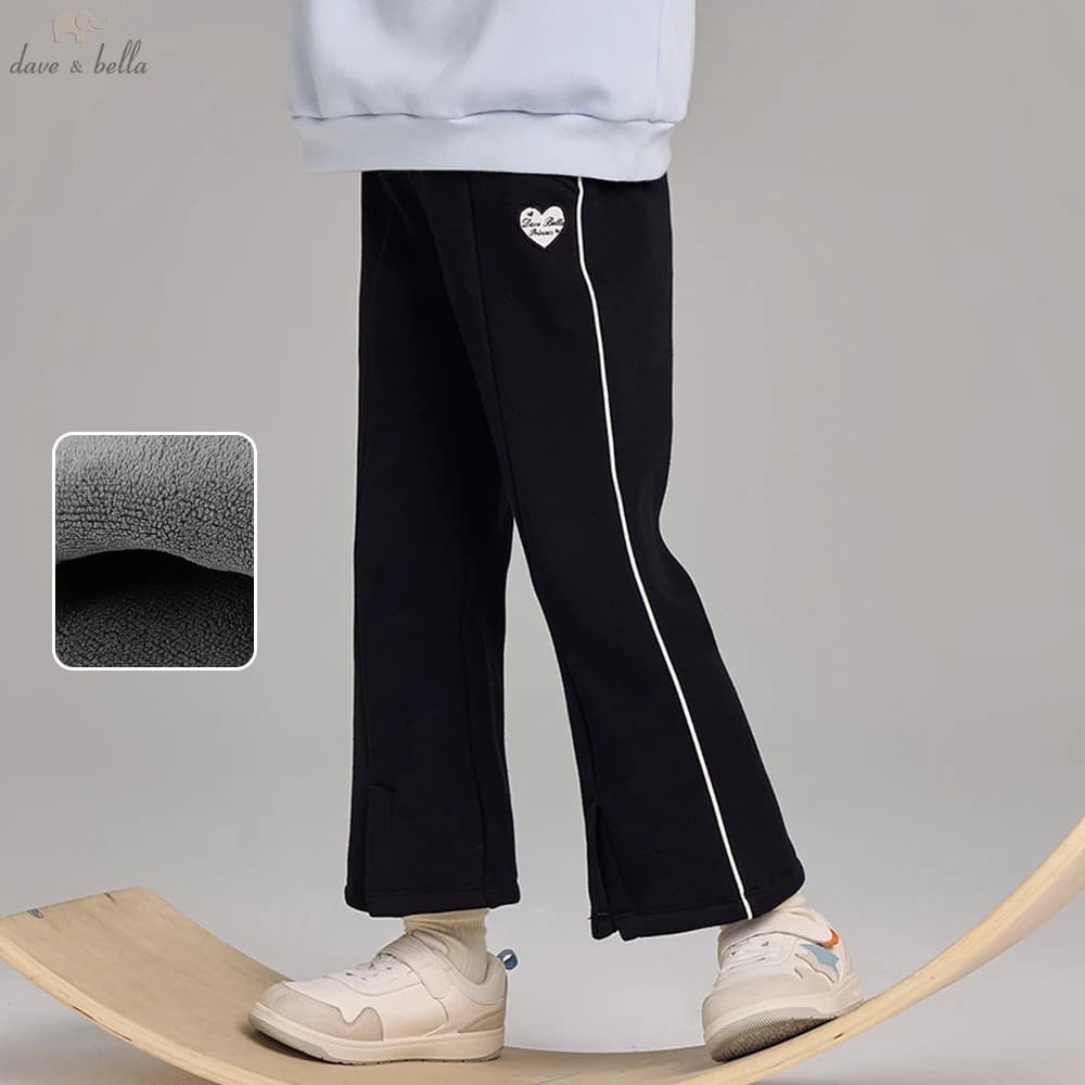 Dave Bella Girls Bootcut Velvet Pants Knitted Autumn Winter Children Loose Elastic Pants Outdoor Party Formal Trousers DK4254842