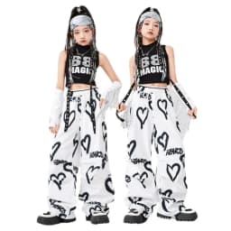 Girls K-pop Crop vest Top Love Pants Street Dance Skirts Kids Hip Hop Streetwear Children Jazz Costumes Girl Group Clothes Sets