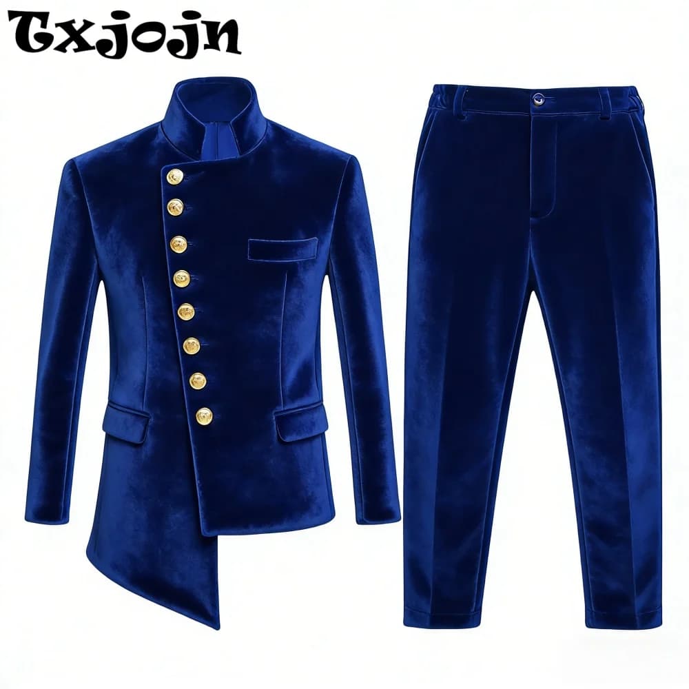 New African Boys Suits 2 Pieces Birthday Party Wear Long Sleeved Slim Fit Suit Set Wedding Guest Clothes Plus Size Tuxedo 2-20T