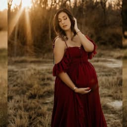Maternity Photography Studio Costumes Wine Red Elegant Chiffon Dress Photo Shoot Dress For Pregnant Women