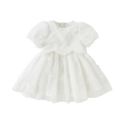 Dave Bella Children's Princess Dress For Girls Spring Summer Kids Mesh Skirt Sweet Puff Sleeves White Outerwear Party DB2251473