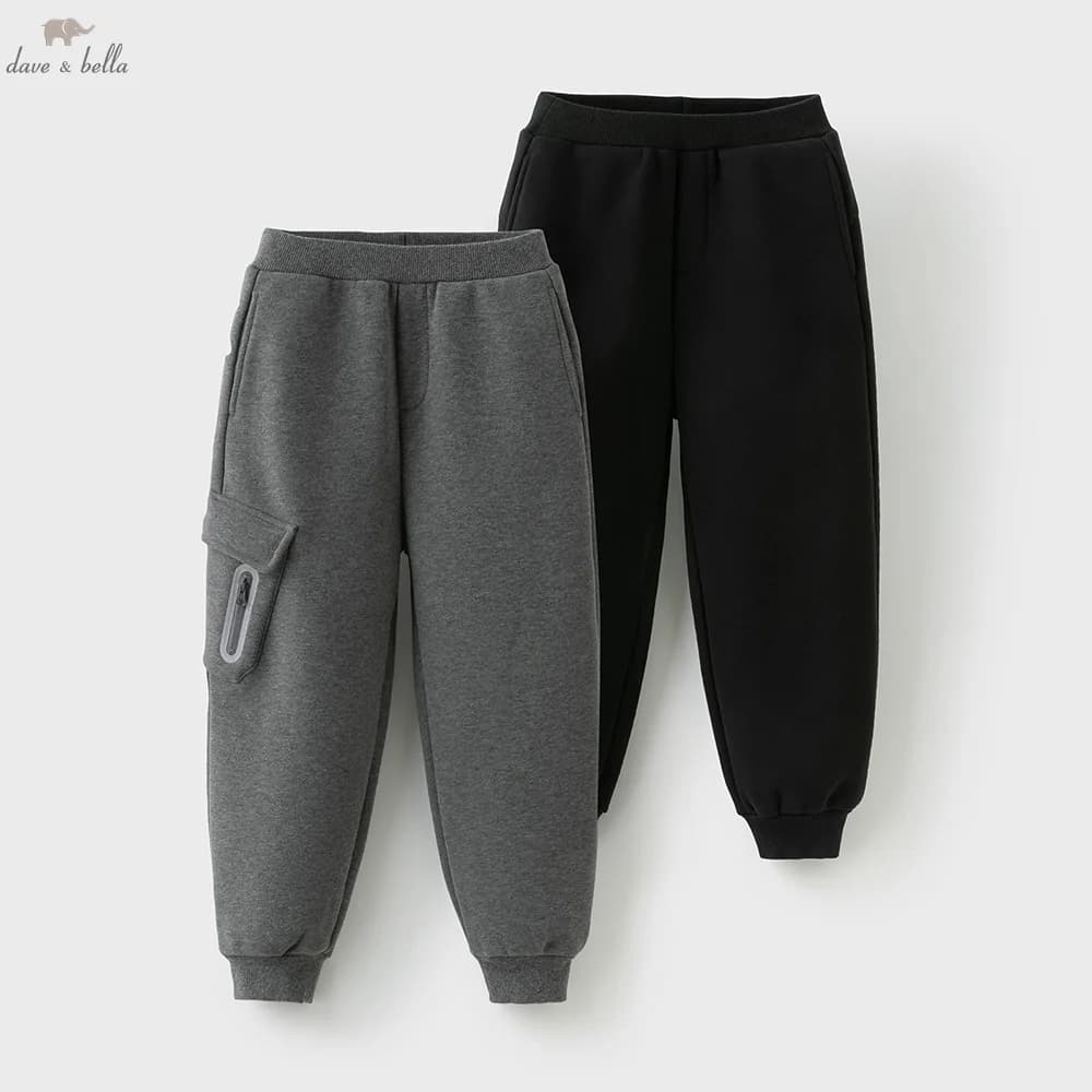 Dave Bella Children Autumn Winter Velvet Thicken Cargo Pants Girl Elastic Waist Casual Sports Jogger Warn Trousers DK4254438