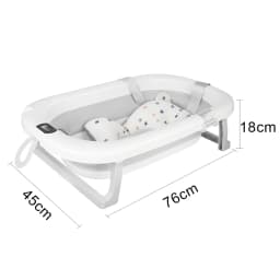 Foldable Baby Bathtub With Bath Mat, Baby Bathtub With Integrated Thermometer, Portable Baby Bathtub For Babies From 0-36 Months
