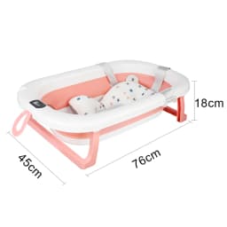 Foldable Baby Bathtub With Bath Mat, Baby Bathtub With Integrated Thermometer, Portable Baby Bathtub For Babies From 0-36 Months