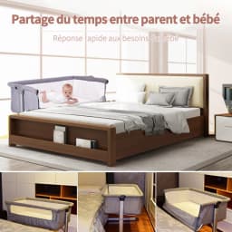 Baby Bed 3-in-1 Co-Sleeping Crib with Mattress and Mosquito Net, Adjustable Height, 1 to 36 Months, Mobile Co-Sleeping Crib