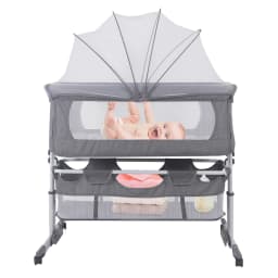 Baby Bed 3-in-1 Co-Sleeping Crib with Mattress and Mosquito Net, Adjustable Height, 1 to 36 Months, Mobile Co-Sleeping Crib